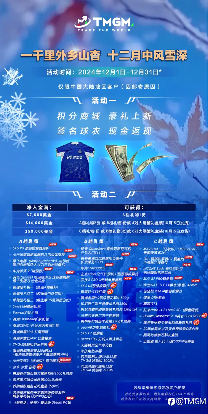 圣诞月，薅羊毛！TMGM 12月入金活动温暖来袭！