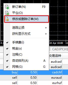 在MT4上怎么修改订单？